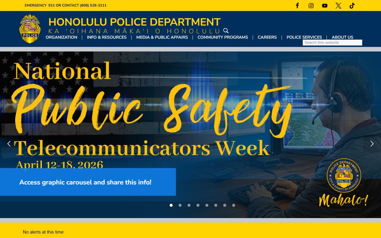 Honolulu Police Department official website for Honolulu County police records
