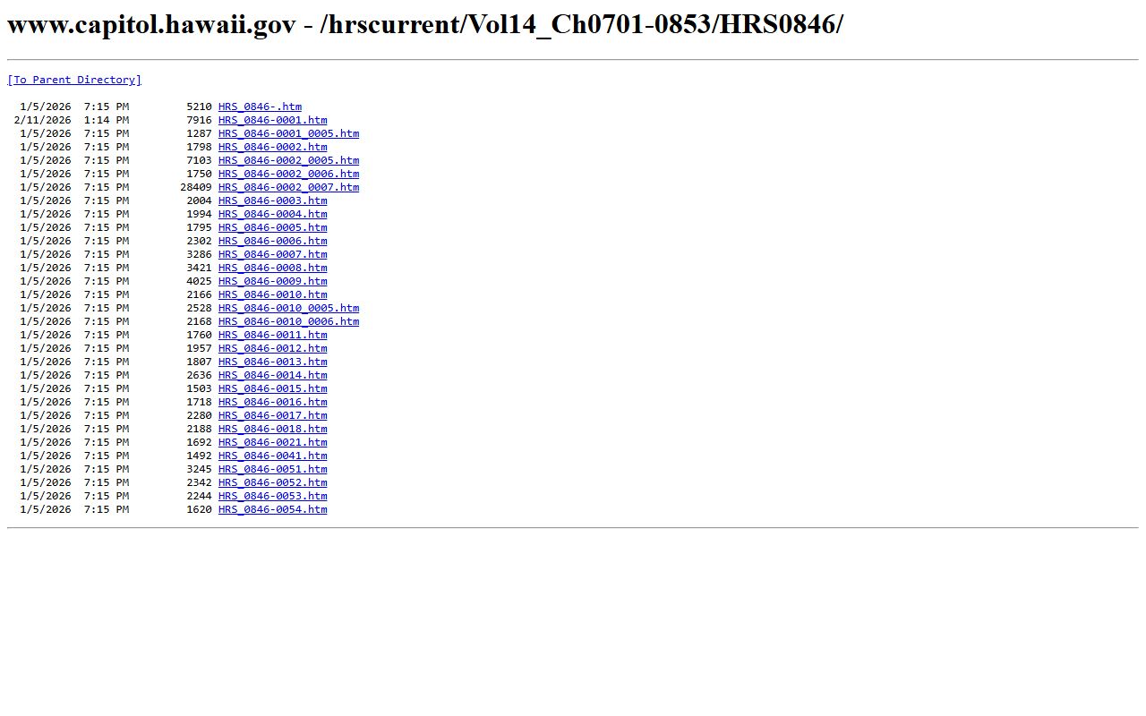 Hawaii Revised Statutes Chapter 846 criminal history and police records law